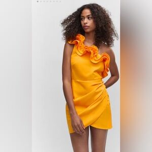 orange, asymmetrical dress only worn once